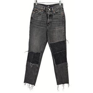 BDG Slim Straight Jeans Sz 26 2 High Rise Button Fly Patchwork Frayed Distressed